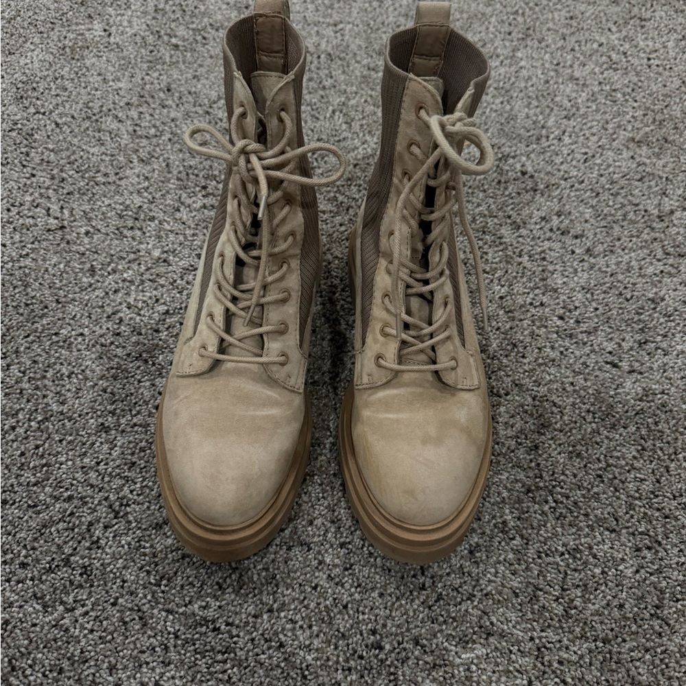 Steve Madden Beige Lace-Up Boots